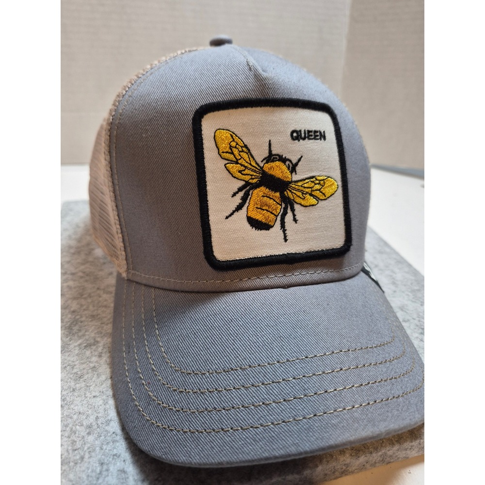 Goorin Bros The Farm Queen Bee Trucker Hat Gray Tan Mesh Snapback Cap - Picture 2 of 15